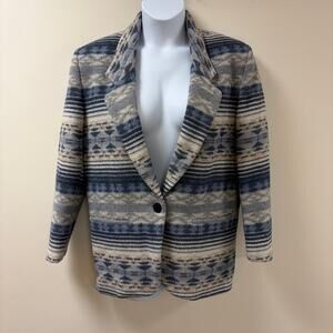 Maurizio Ramani Wool Blend Blue/Gray Blazer VTG South Western Aztec Cowgirl S